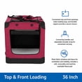 thumbnail image 4 of 91 cm Soft Dog Crate Foldable Portable Pet Carrier with Mesh Windows, Top & Front Openings, Carry Handles, Shoulder Strap and Washable Fleece Pad, Red, 4 of 4
