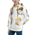 thumbnail image 2 of Pofeuu Gnomes Honey Bee Print Kids Pullover Hoodies Warm Thick Hooded Sweatshirt with Packet for Boys Girls-Small, 2 of 6