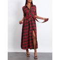 thumbnail image 5 of Michellecmm  Women Christmas Shirts Dress Plaid Turn-Down Collar Dress with Belt, 5 of 9
