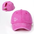 thumbnail image 4 of Only Moment Hot Pink Baseball Cap Golf Dad Hat Blended Fabric Vintage Adjustable Washed Distressed Denim Baseball Hat One Size, 4 of 4