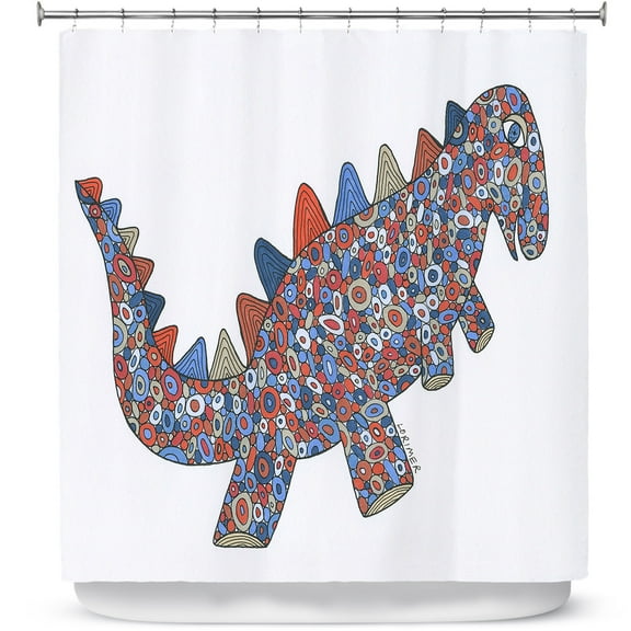 Shower Curtains 70" x 84" from DiaNoche Designs by Valerie Lorimer - Dinosaur on the Roam