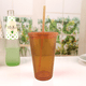 thumbnail image 4 of Vaso de doble pared con pajita, vasos de plástico, vasos de café helado reutilizables, vasos transparentes, 4 of 5