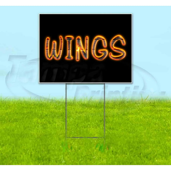 Wings (18" x 24") Yard Sign, Includes Metal Step Stake