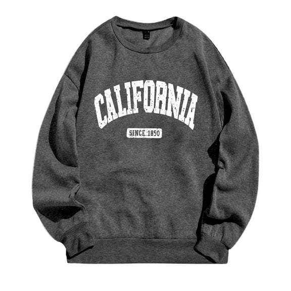 Women's Stylish Letter Printed Round Neck Long Sleeve Casual Sports Sweatshirt for Everyday Wear