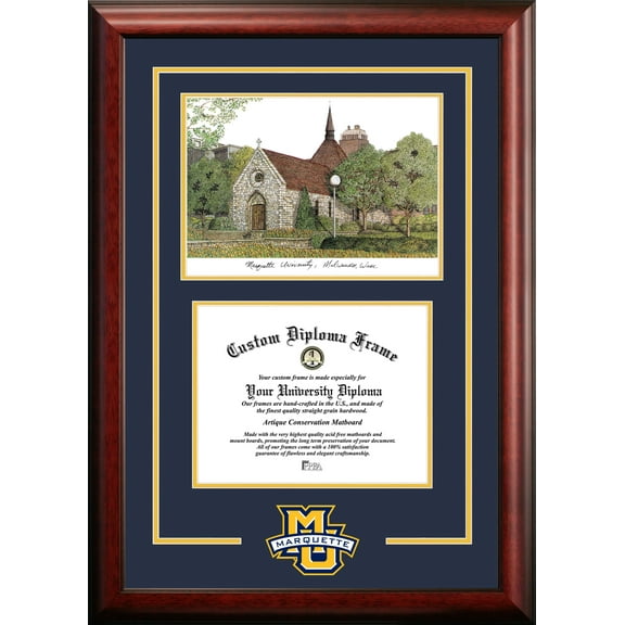 Campus Images WI999SG-129 9 x 12 in. Marquette Golden Eagles Spirit Graduate Diploma Satin Mahogany Frame