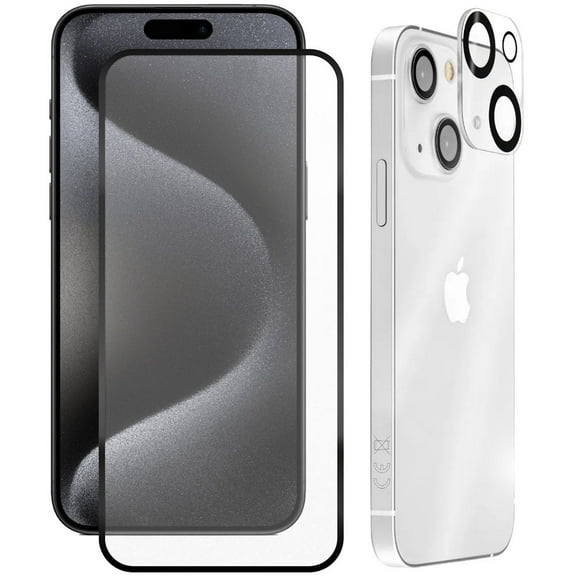 Edge-to-Edge Full Coverage Tempered Glass Screen Protector   Camera Lens Protector for iPhone 15