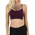 thumbnail image 1 of TheLovely Women & Plus Comfort Seamless Crisscross Front Strappy Bralette Sports Bra Top with Removable Pads, 1 of 4