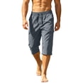 thumbnail image 6 of Men's Cargo Shorts Below Knee Capri Pants Quick Dry Lightweight Casual Summer Bottoms Elastic Waist Drawstring with Multi-Pockets for Hiking Outdoor Fishing Workout Golf, 6 of 9