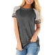 thumbnail image 2 of Camiseta de mujer con estampado de rayas, manga corta, blusa con cuello redondo, gris oscuro, L Advancent AP001776-33, 2 of 7
