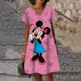 thumbnail image 3 of Vestido sexy de manga corta con escote en V y estampado negro puro de Mickey Mouse de Disney 2024, vestido largo informal versátil y sexy para mujer, 3 of 5