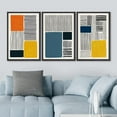 thumbnail image 3 of IDEA4WALL Framed Canvas Print Wall Art Set Mid-Century Vibrant Color Block Polygons Abstract Shapes Minimalism Bohemian Decorative for Living Room, Bedroom, Office - 24"x36"x3 Black, 3 of 5