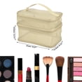 thumbnail image 4 of Unique Bargains Floral Makeup Bag Zipper Flower Cosmetic Pouch Beige, 4 of 7