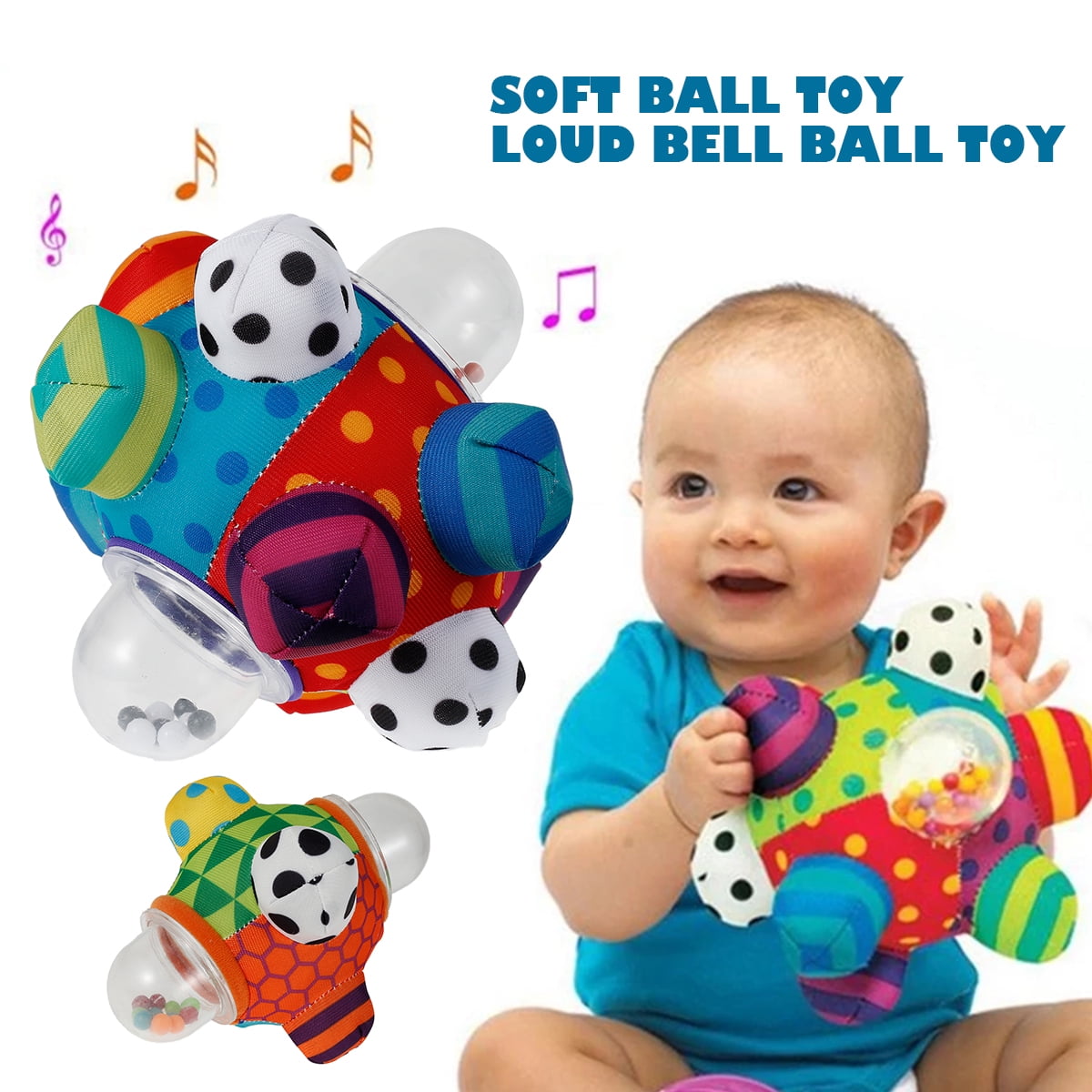 Figure Baby Ball Rattle Toy Small Colorful Plush Sensory Ball Easy to Grasp for Newborn Infant Toddler