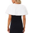 thumbnail image 3 of INSPIRE CHIC Women's Faux Fur Shawl Stole Winter 1920s Bridal Wedding Wrap XL White, 3 of 6
