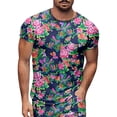 thumbnail image 3 of Ensemble de Complets pour Hommes à Imprimé Floral Moderne pour le Printemps et l'Automne avec Haut à Manches Longues à Col Rond et Bas Coordonnés Tenue Décontractée Élégante pour Hommes, 3 of 4