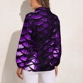 thumbnail image 2 of Purple Dragon Scales Long Sleeve Blouse Woman Streetwear Casual Shirts Summer Oversize Woman Streetwear Clothing Birthday Present, 2 of 7