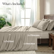 Lux Decor King Bed Sheets - 6 Piece Ultra-Soft Microfiber Sheets Set, Deep Pocket Fitted Sheet, Flat Sheet & 4 Pillowcases, Breathable Hotel Luxury, OEKO-TEX Certified, Taupe