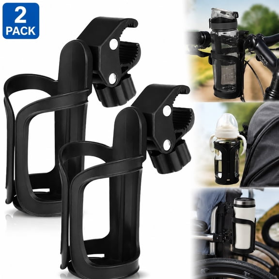 Rongsi-2 Pack Bike Cup Holder, Bike Water Bottle Holders, Universal 360 Degrees Rotation Cup Holder for Bicycle, Stroller, Scooter, Walker, Wheelchair, Bike Bottle Holders for Kids Adults, 2 Pack