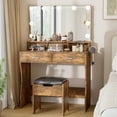thumbnail image 5 of Veanerwood Makeup Vanity Table Set with Lighted Mirror & Power Strip Vanity Desk Set with Hair Dryer Holder, 3 Lighting Colors, Retro Brown, 5 of 12
