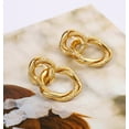 thumbnail image 7 of Aobei Pearl 18K Gold Plated Twist Drop Dangle Earrings Dainty Hexagon Geometric Post Earring for Women, Cute Chunky Earrings, 7 of 7