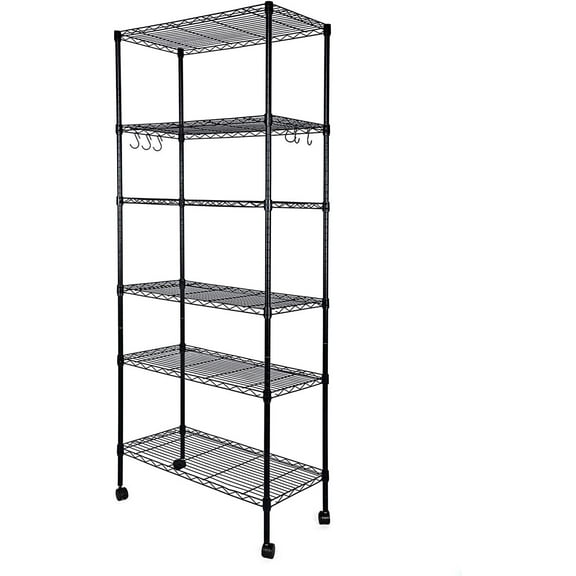 YSSOA 6-Tier Storage Shelving Units with Wheels, 30 "D x 14" W x 65 "H