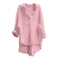thumbnail image 2 of AherBiu Chemises en Lin pour Femmes Bouton Manches Longues Col Rabattu Pull Ample Décontracté Léger Classique Tops d'Automne, 2 of 8