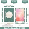 thumbnail image 6 of For Samsung Galaxy Tab S11 11 inch Case SM-X730 SM-X736, 360 Hand Strap, Shoulder Strap, Kickstand, Rugged Drop Protection, Emerald Green, 6 of 7
