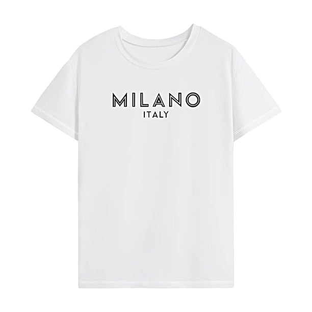 Camiseta para mujer, camiseta informal de verano con cuello redondo para el trabajo, mochilero, uso diario S