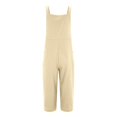 thumbnail image 2 of Gibobby Mono Corto Informal Pantalones de pierna ancha sueltos casuales de color sólido para mujer Mono de tirantes de tamaño(Beige， XXXXL), 2 of 4
