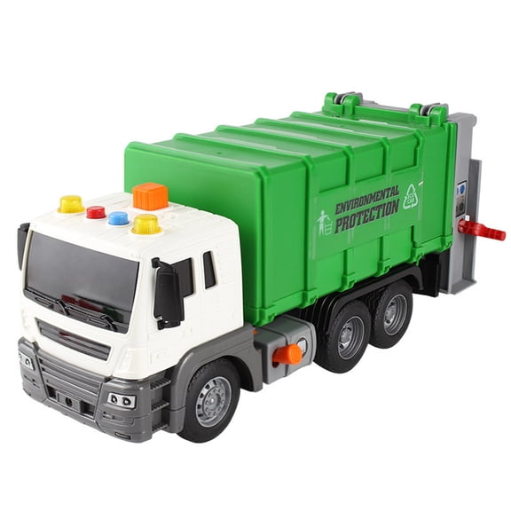 RUIG Garbage Truck Toy, Boys & Girls Gifts, Kids DIY Assembly Friction Powered Side-Dump Garbage Toy, Includes Dumpster, Trash Bins, and Learning Cards for Kids