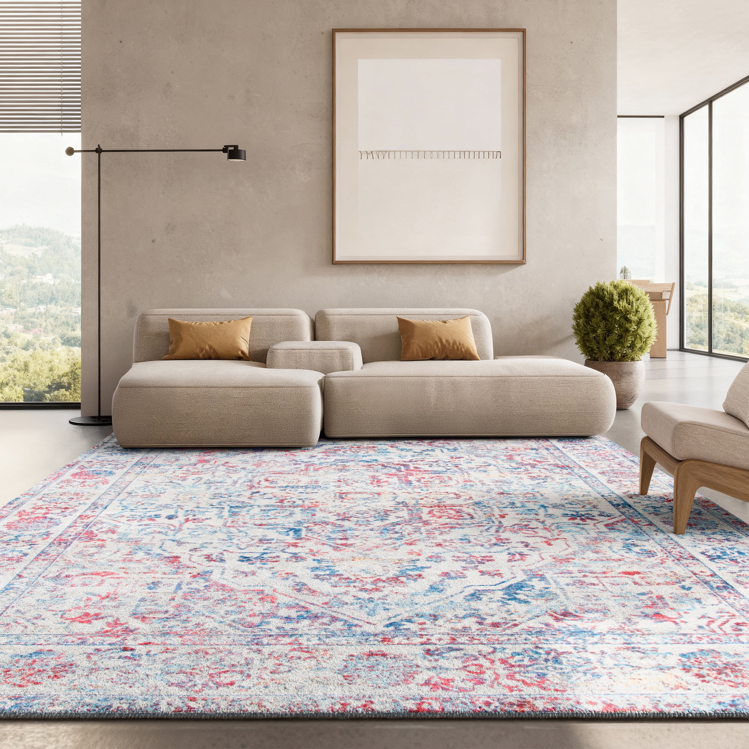 SAFAVIEH Brentwood Adams Oriental Area Rug, Ivory/Blue, 9' x 12'