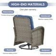 thumbnail image 6 of Opohoro 6-Piece Outdoor Conversation Set with Swivel Rocking Chairs of 4, All-Weather Wicker Furniture Dining Set with Side Tables, Gray/Blue, 6 of 9
