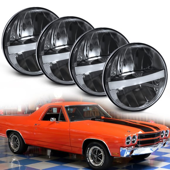 Faros LED redondos UNI-SHINE de 5.75" 4 piezas, luz alta/baja con DRL