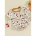 thumbnail image 4 of Newborn Baby Summer Jumpsuit 3 6 12 18M Cartoon Chili Print Short Sleeve Crew Neck Romper, 4 of 9