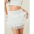 thumbnail image 2 of Biezeib Women Mini Skirt, Elegant Mid Waist Layered Skirt Summer Lace Trim Skirt Streetwear for Casual Daily, 2 of 6