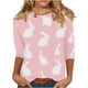 thumbnail image 3 of TaTaai Women Easter Print T-Shirt Crew Neck 3/4 Sleeve Casual Pullover Top Ladies Spring Daily Wear Lightweight Breathable Non-See-Through No Fading Soft Comfortable Fashion Top Gift, 3 of 5
