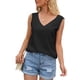 thumbnail image 5 of Camiseta de mujer Sexy Hollow Lace Manga corta Cuello en V Top informal suelto, Negro, M Sweethay AP001247-10, 5 of 7