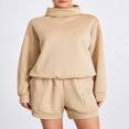 thumbnail image 2 of Survêtements 2 Pcs pour Femmes avec Sweat à Col Roulé Ample et Shorts, 2 of 9