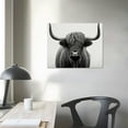 thumbnail image 3 of COMIO  Sylvie B&amp;W Highland Cow Portrait Framed Canvas Wall Art, Rustic Farm Animal Art for Wall, 3 of 4