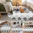 thumbnail image 5 of Black Grey Boho Flowers Round Area Rug 3Ft Washable Small Circle Rugs for Kitchen Entryway, Modern Luxurious Geometric Floral Non-Slip Carpet Floor Mats Indoor Outdoor Carpet Runner Home Decor, 5 of 8