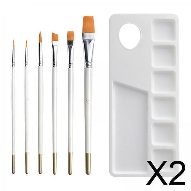Juego De Pinceles Para Pintura De Acuarela Con Mango Largo, 2x7 Piezas, Pinceles Para Artista