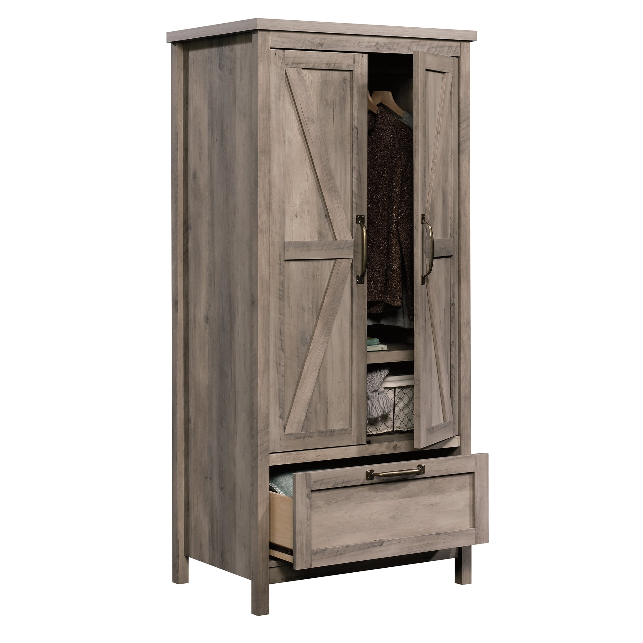 Better Homes & Gardens Modern Farmhouse Armoire, Rustic Gray Finish