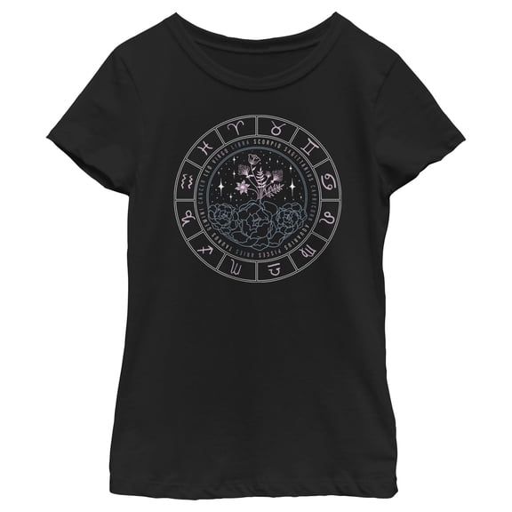 Girl's Lost Gods Floral Astrological Wheel Graphic T-Shirt