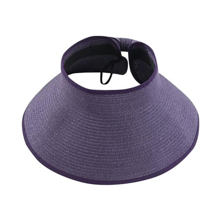 

Dadaria Wide Brim Hats for Women Wide Roll-up Straw Sun Visor Hat Bowknot Hat Beach Outdoor Hat Purple Average Size Women