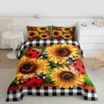 thumbnail image 2 of Homewish Rustic Sunflower Full Size Comforter Sets,Country Ladybug Bedding Comforter Set,Orange Red Black Bedding Sets For Boys Girls,Breathable Home Decor Reversible,3pcs, 2 of 8