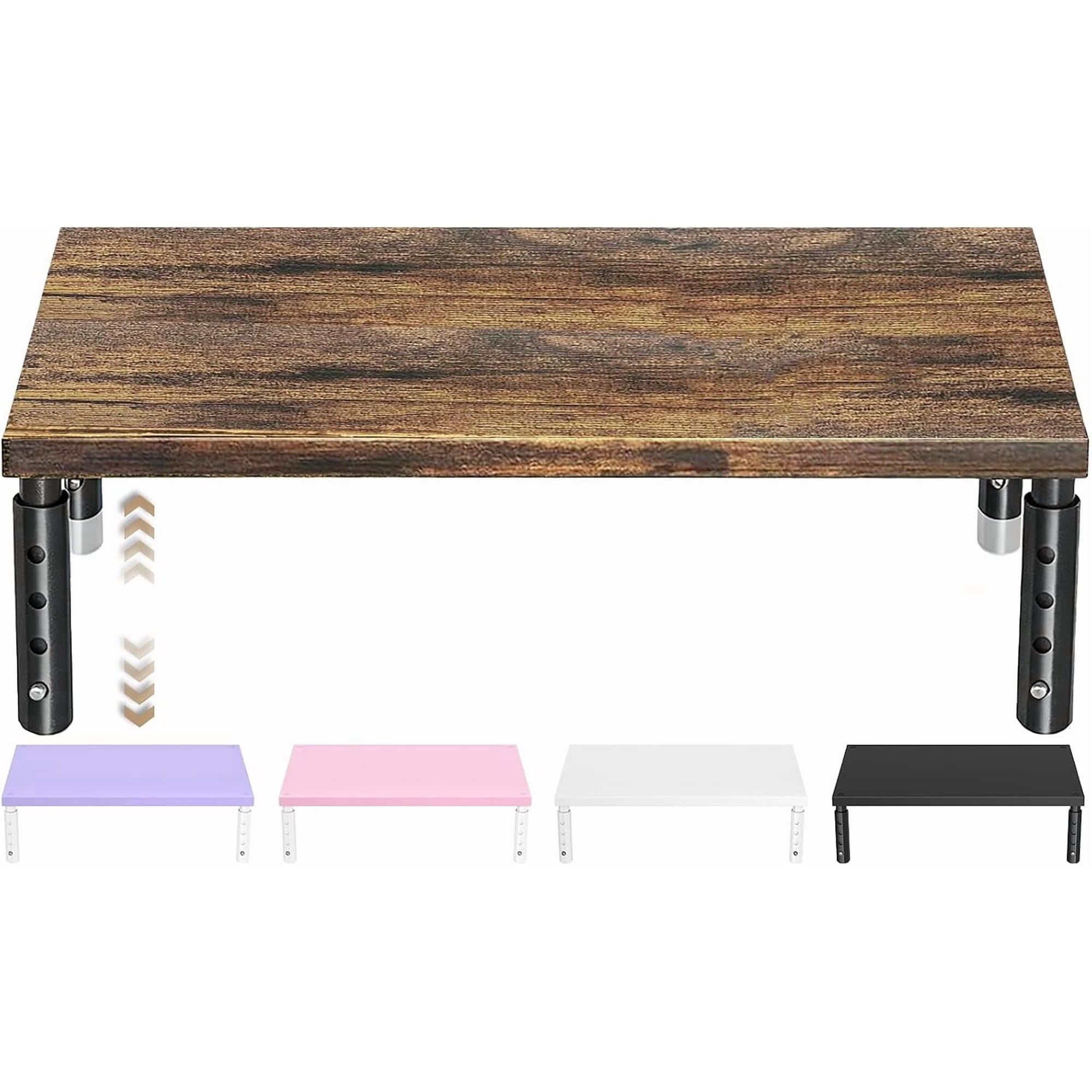 Adjustable Wood Computer Monitor Stand Riser Office Desk Organizer and Accessories for Monitor Laptop PC Printer Office Desk Accessories Workspace Organizer for Home Office Supplies Brown