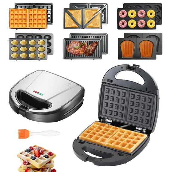 TOPCHANCES Sandwich Maker, 6 in 1 Waffle Maker, Toaster and Electric Panini Press Grill with Removable Non-stick Plate, Easy to Clean, Heating Up Fast