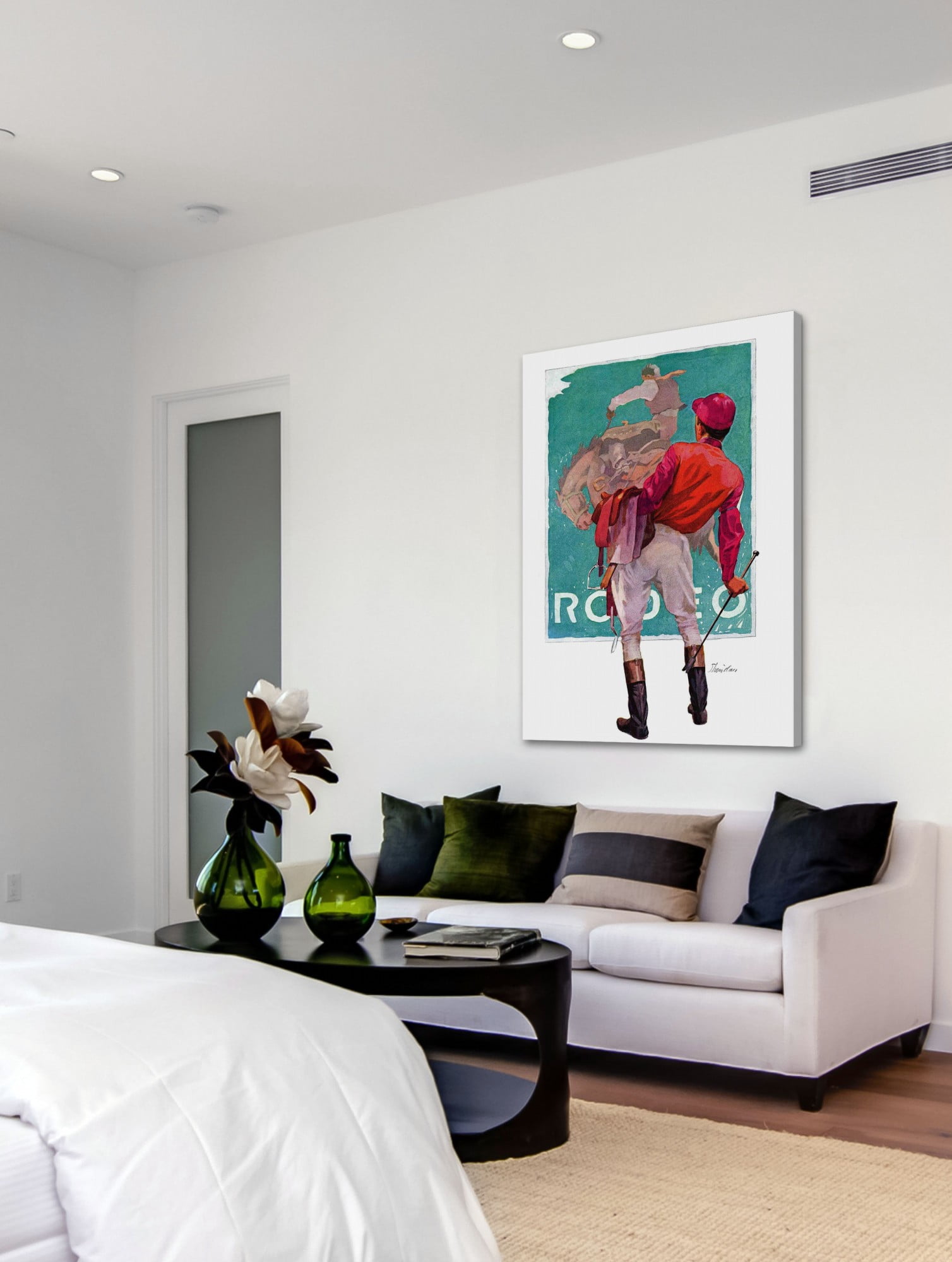 Marmont Hill Inc Marmont Hill - "Jockey Looks at Poster" by John E. Sheridan Painting Print on Canvas - Multi-color