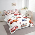 thumbnail image 3 of Homewish Cartoon Fire Engine 7 Pieces Bedding Comforter Set,Cute Cartoon Car Full Bedding Set,White Red Blue Fitted Sheet Flat Sheet For Teens,Breathable Home Decor Reversible, 3 of 8