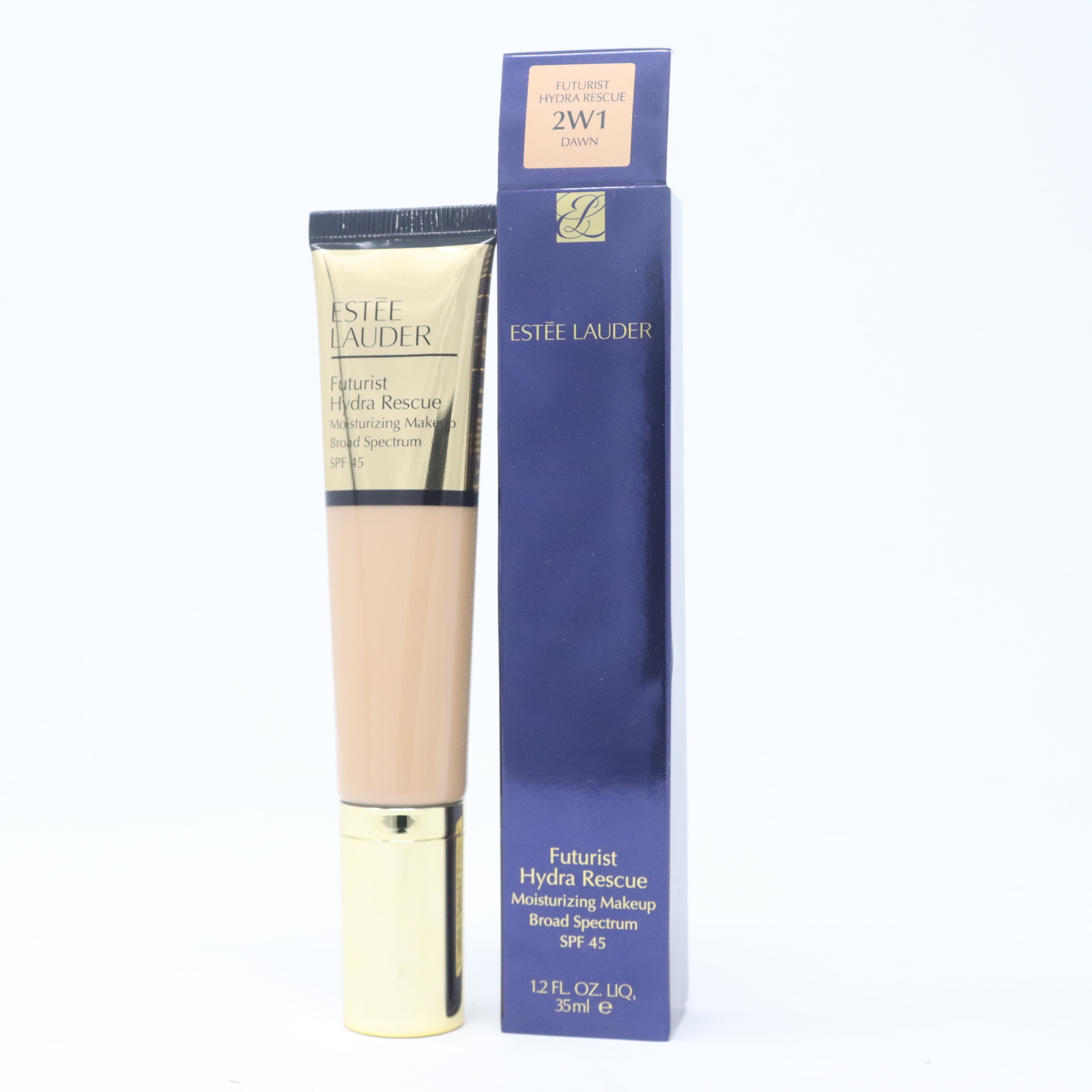 Estée Lauder Futurist Hydra Rescue Liquids Foundation Makeup for All Skin, Medium Coverage, Radiant Finish, Paraben-Free, Buildable, SPF 45, Dawn 2W1, 1.2 fl oz